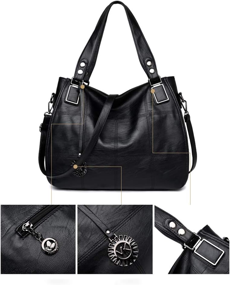 Kris Anna Damen Hobo Schultertasche Shopper Tasche aus PU-Leder mit Schulterriemen Umhängetasche Sti