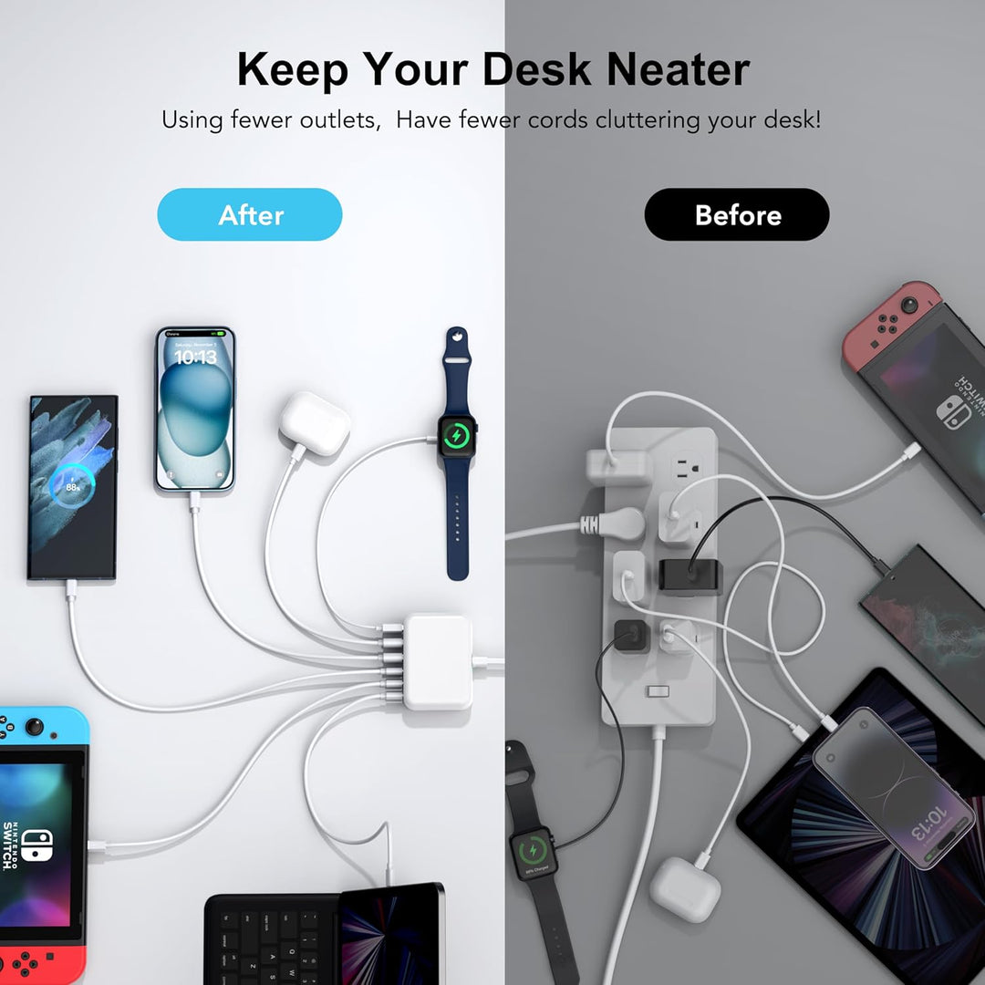 USB C Ladegerät, 100W 6-Port USB C Netzteil Schnellladegerät, PD 3.0 USB C Charger Power Adapter+QC