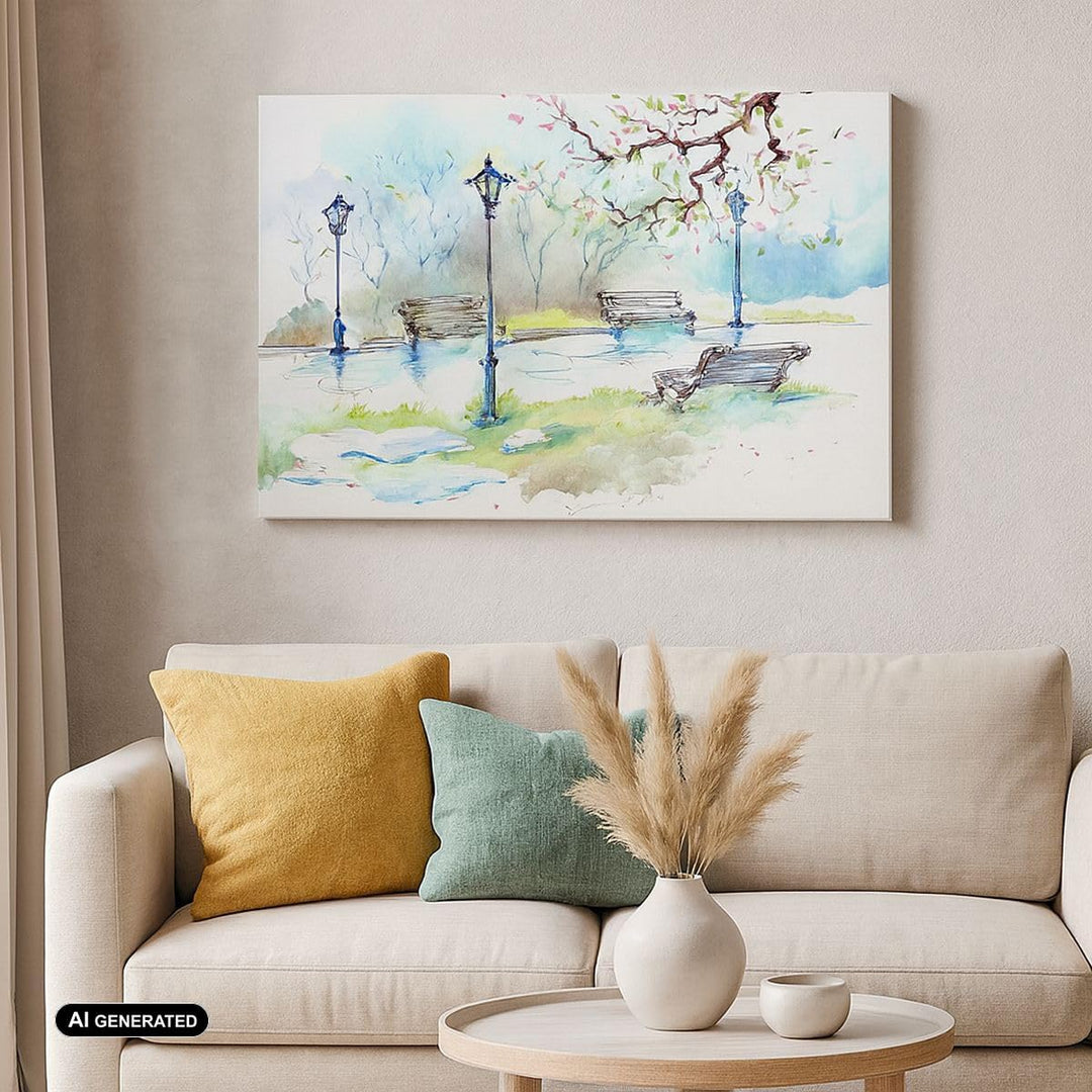 Bilder auf Leinwand Path urban Park Landschaft Leinwandbild 70x50cm Wandbilder Dekoration Wohnzimmer