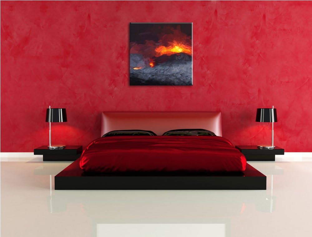Pixxprint Gewaltiger Ausbruch eines Vulkans als Leinwandbild/Grösse: 70x70 cm/Wandbild/Kunstdruck/fe