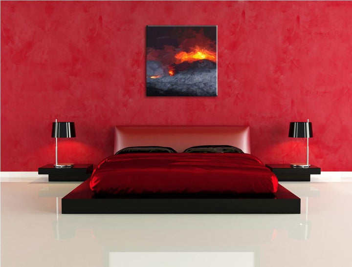 Pixxprint Gewaltiger Ausbruch eines Vulkans als Leinwandbild/Grösse: 70x70 cm/Wandbild/Kunstdruck/fe
