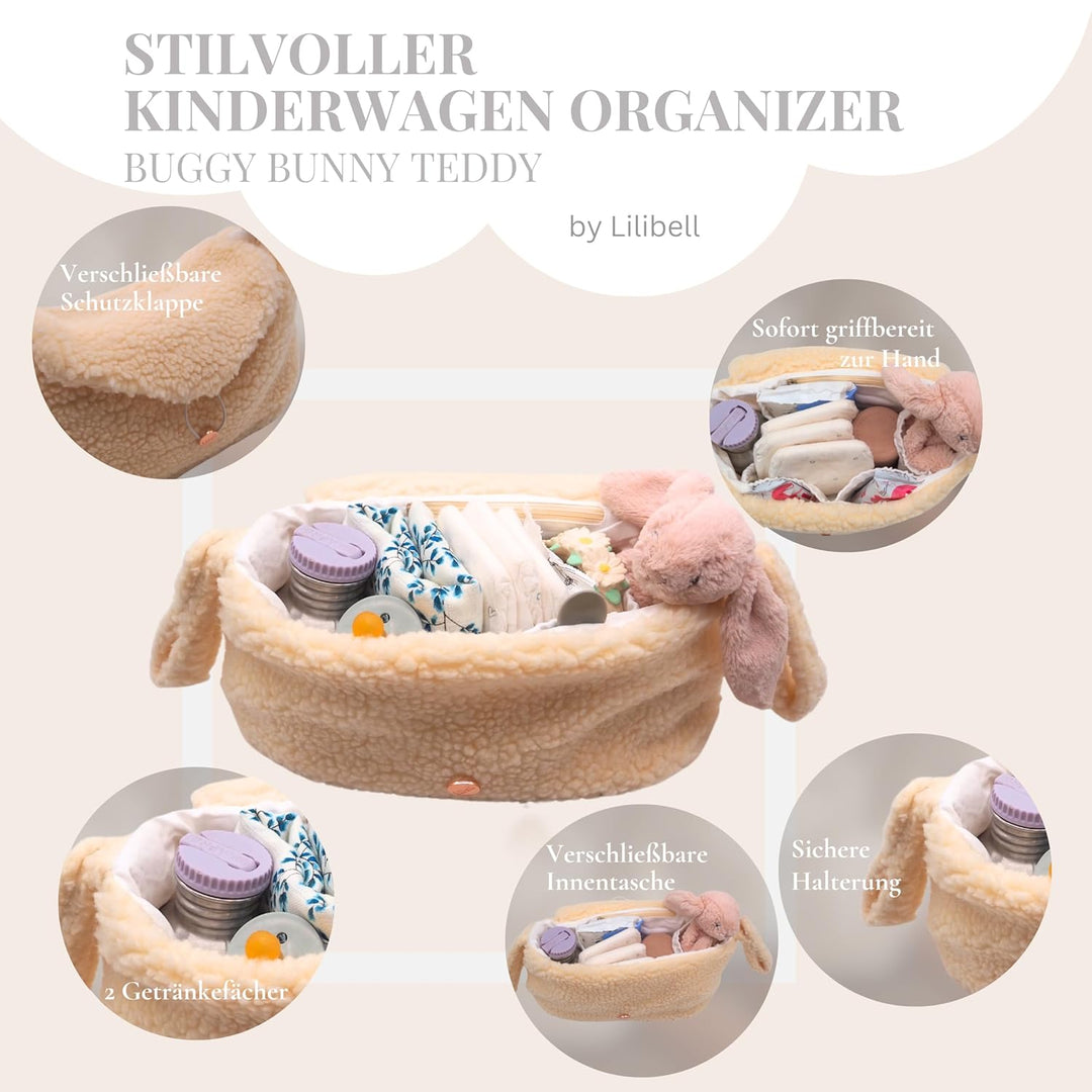 Lilibell Buggy Kinderwagen Organizer mit Isolierte Getränkehalter, Universal Stylisch & Praktisch Ki