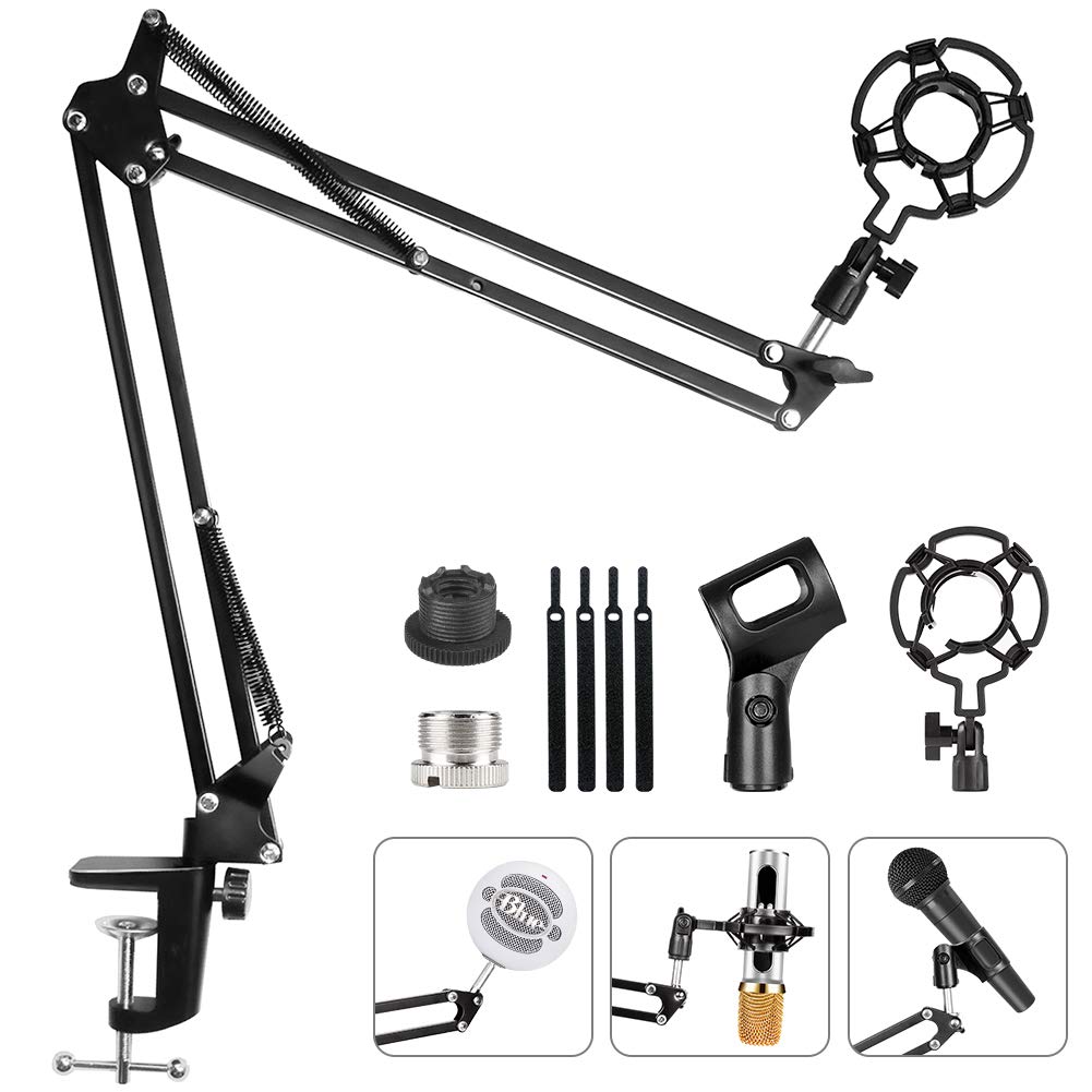 HAUEA einstellbare Mikrofonständer profesionelle Mikrofonhalter Mikrofonarm mit Spinne und Adapter f
