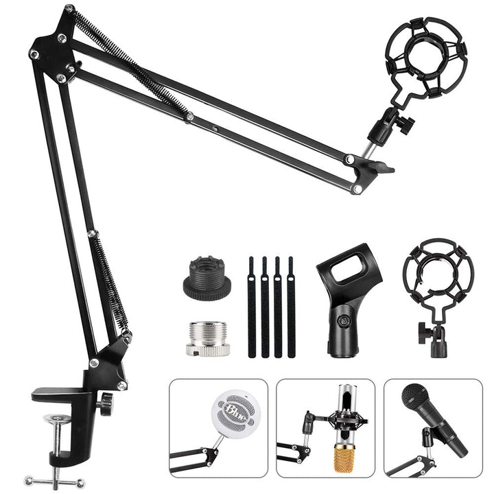 HAUEA einstellbare Mikrofonständer profesionelle Mikrofonhalter Mikrofonarm mit Spinne und Adapter f