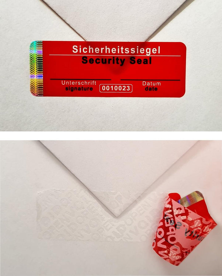 250 Stk - Sicherheits-Siegel mit Seriennummer - 70x25mm rot, beschreibbar - Sicherheitssiegel, Quali