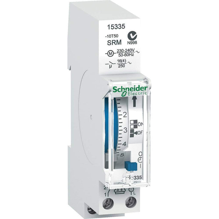 Schneider 15335 Zeitschaltuhr mechanisch IH24h 1c SRM, 1 TE, 24 Std., 1 Kanal -ohne Reserve