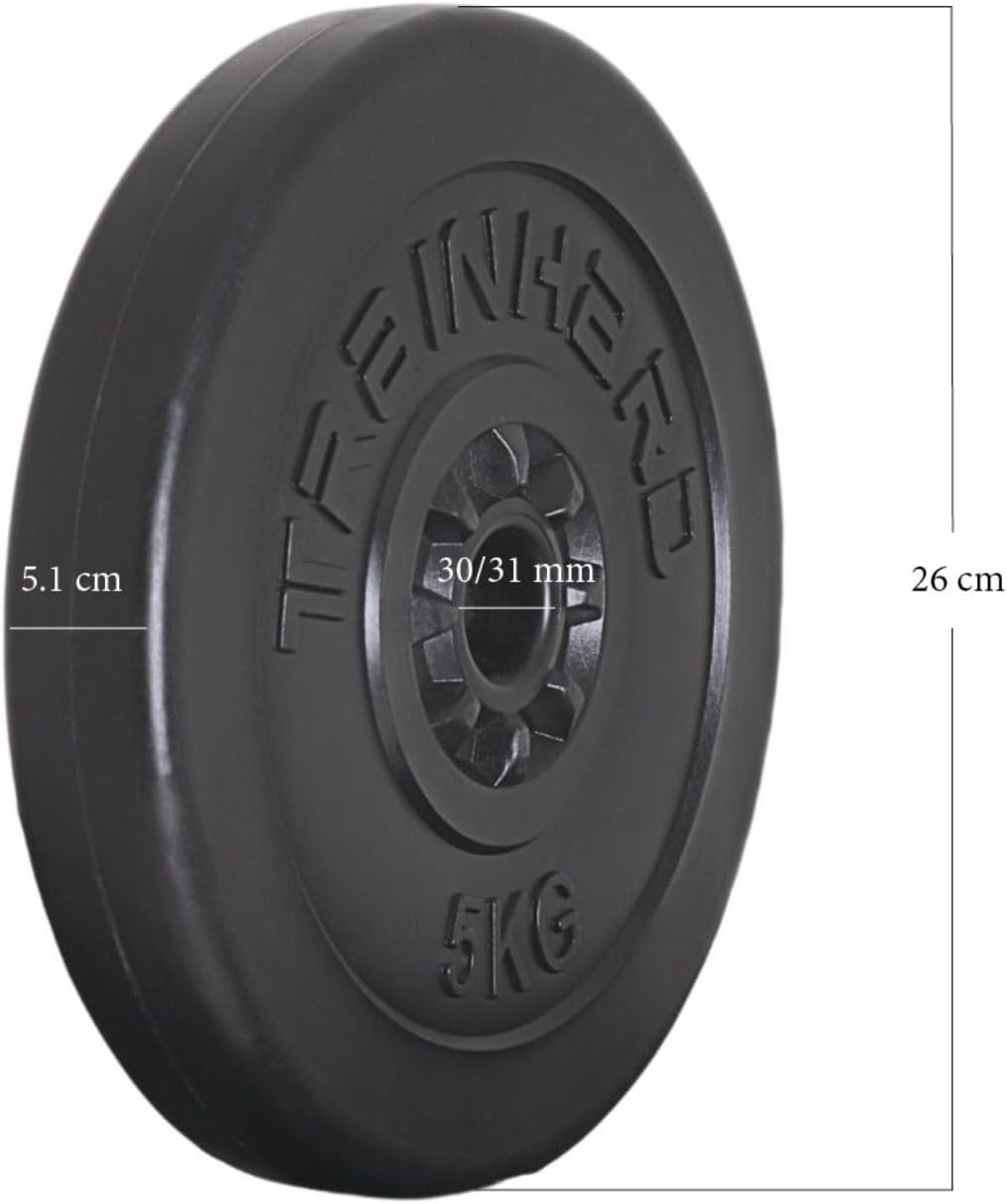 TrainHard Hantelscheiben Set 20-30 kg Gewichte aus Kunststoff Zement Gesamtgewichte mit 30/31 mm Boh
