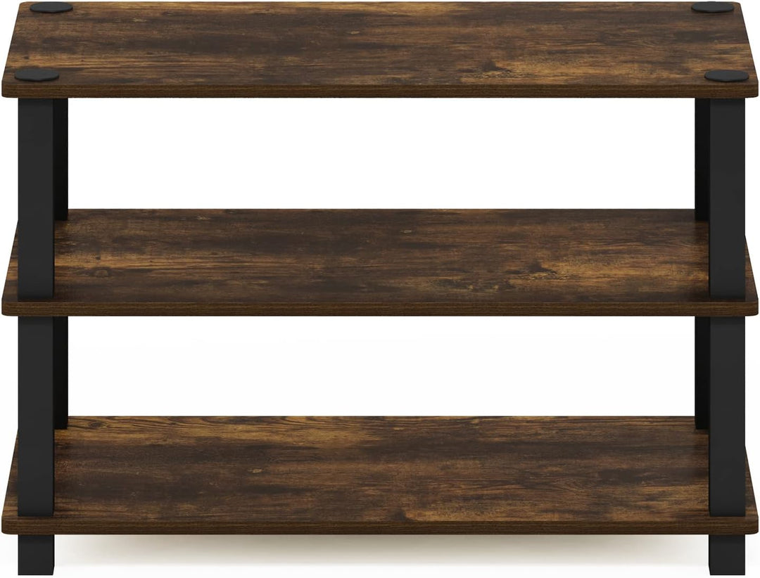 Furinno Turn-S-Tube Schuhregal mit 3 Ebenen, Bernsteinkiefer/Schwarz, Bernsteinkiefer/Schwarz