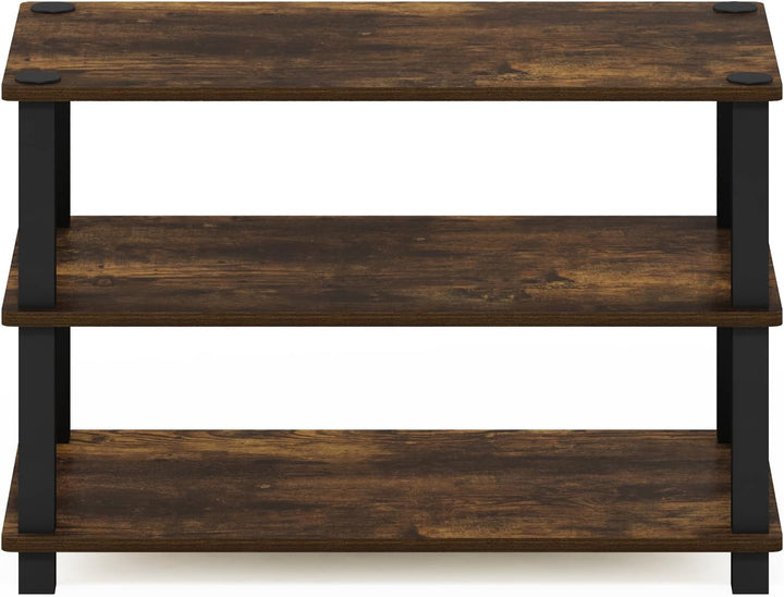 Furinno Turn-S-Tube Schuhregal mit 3 Ebenen, Bernsteinkiefer/Schwarz, Bernsteinkiefer/Schwarz