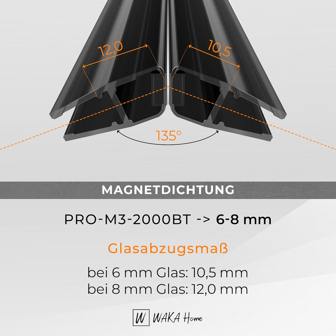 WAKA® Premium SET Magnet - Duschdichtung & Duschtür PRO-M3 Duschdichtungen für Duschtüren Optisch Sc