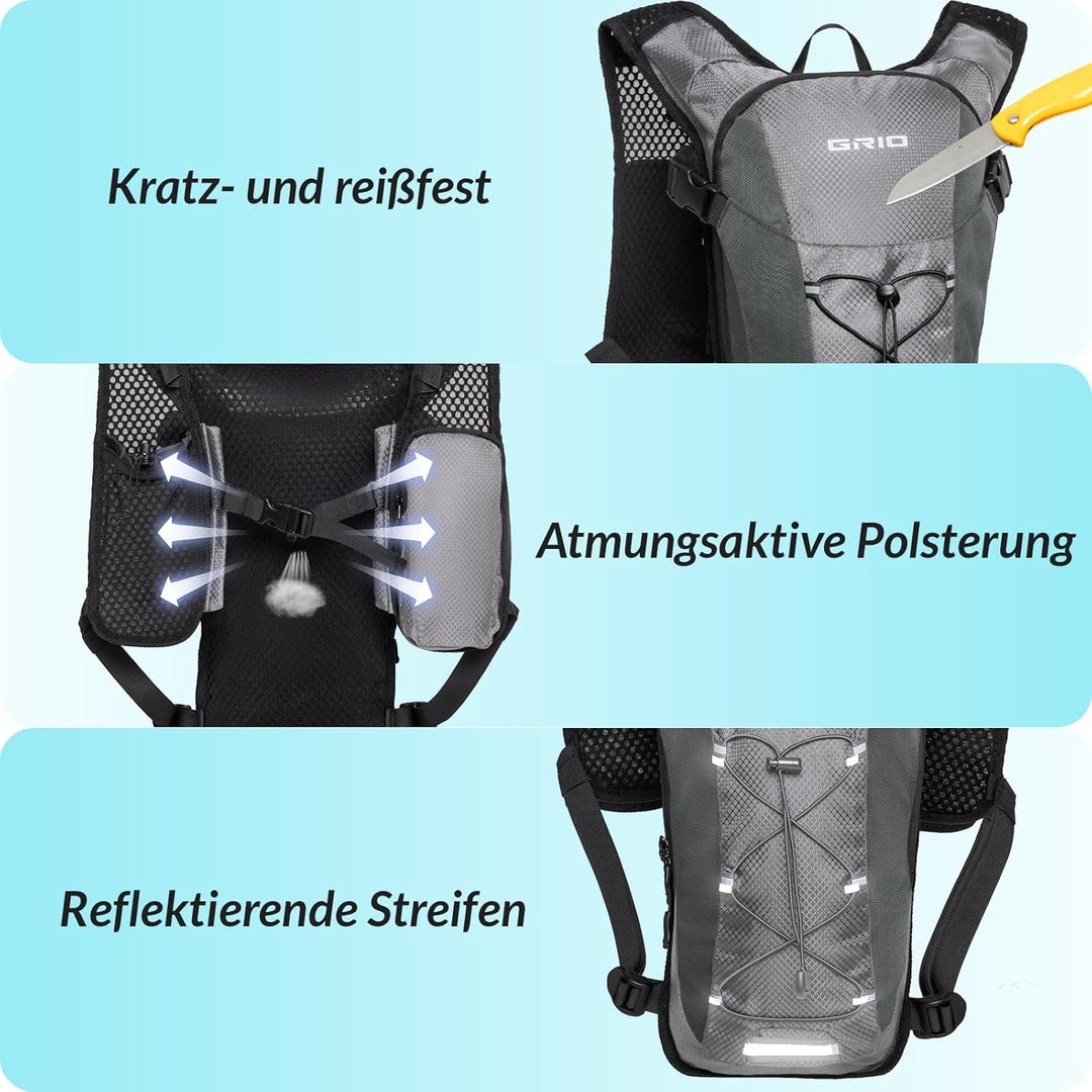 GRIO Laufweste Herren Damen,Trailrunning Rucksack,Ltrinkrucksack Laufen,Jogging Tasche,Es Ist Perfek