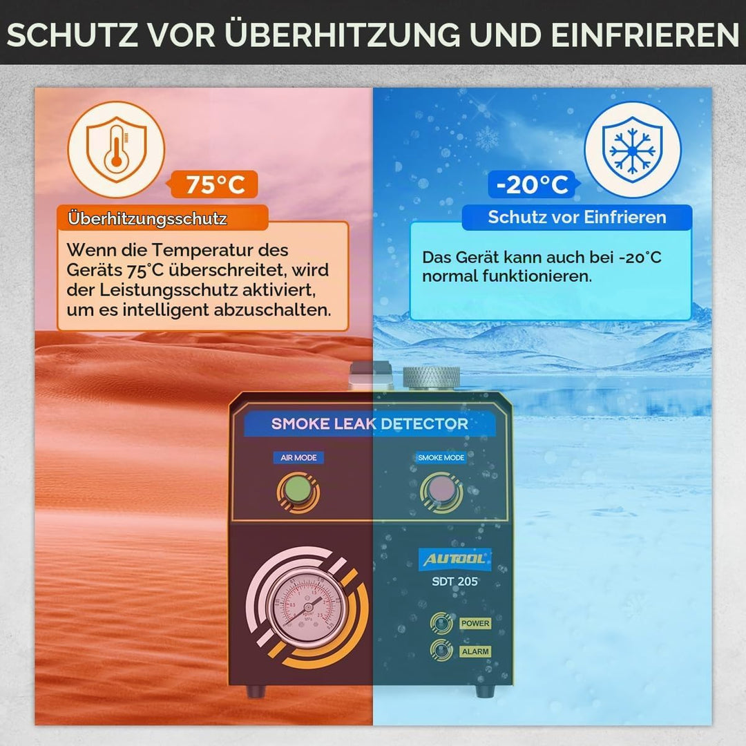 Autool SDT205 Auto-Rauchmaschinen-Lecksucher mit Zwei Modi, EVAP-System Kraftstoffleitungs-Leckagete