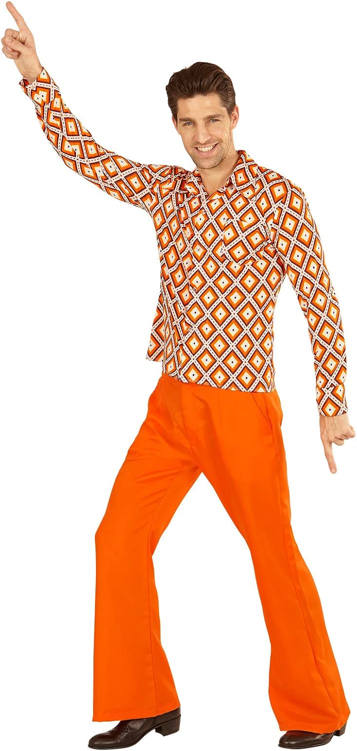 shoperama 70er Jahre Retro Hemd mit und ohne Muster Disco Herren Kostüm Siebziger Schlager XXL Rhomb