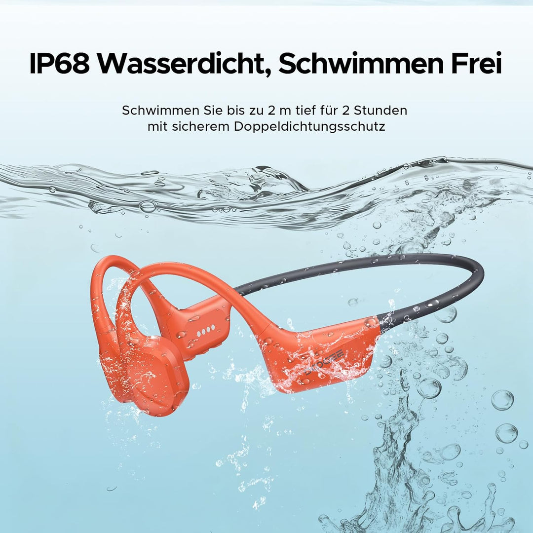 DOOGEE Knochenschall Kopfhörer, IP68 Wasserdicht Schwimmen Kopfhörer, Bluetooth 5.4 Sportkopfhörer,