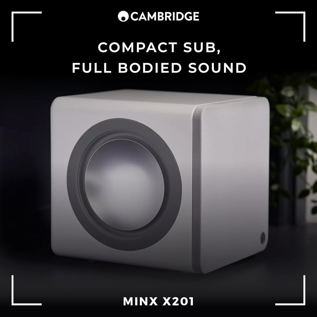 Cambridge Audio Minx X201-200 Watt Aktiv-Subwoofer mit Zwei zusätzlichen Basstreibern und voll einst