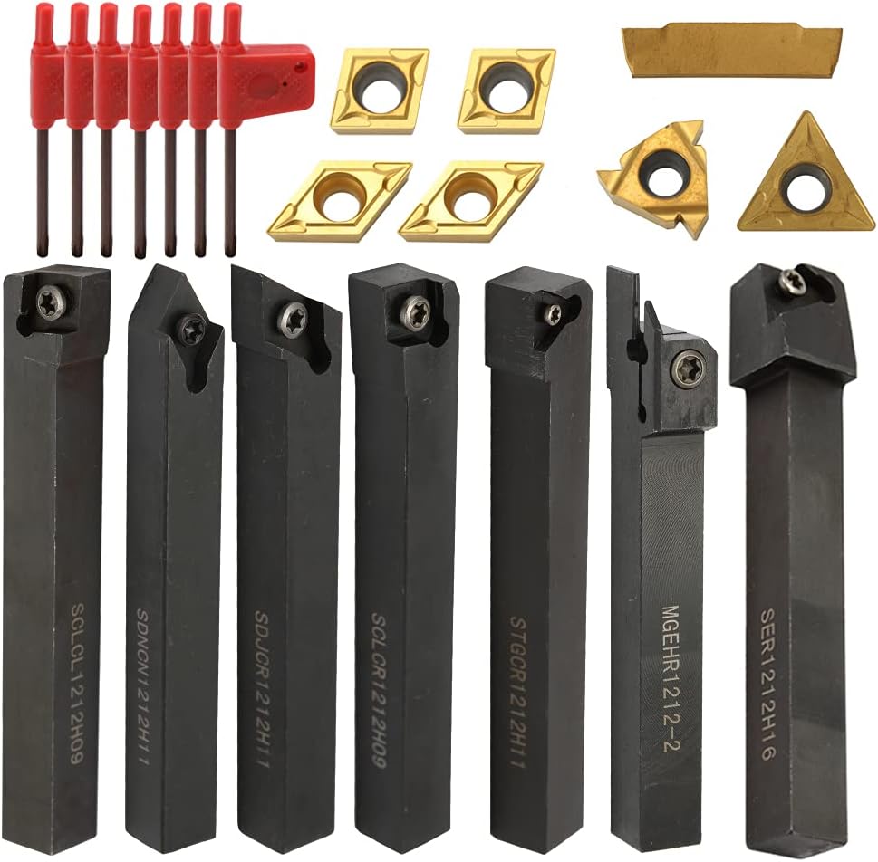 Weytoll 21Stk Drehmaschine Bohrstange drehmeissel 12x12mm Schaft Drehbank Set Bohrstange Drehwerkzeu