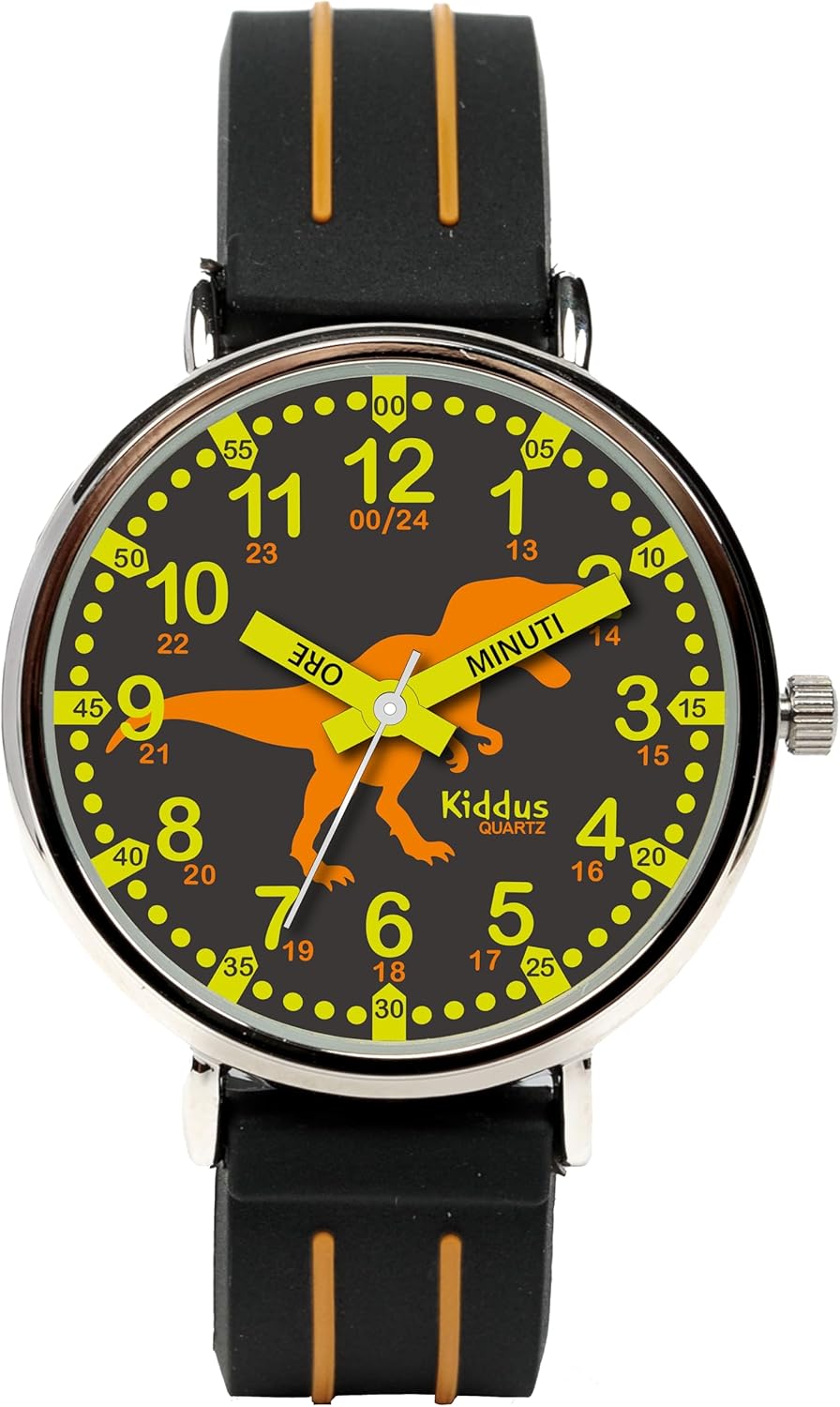Kiddus Lern Armbanduhr für Kinder, Jungen und Mädchen. Analoge Armbanduhr mit Zeitlernübungen, japan