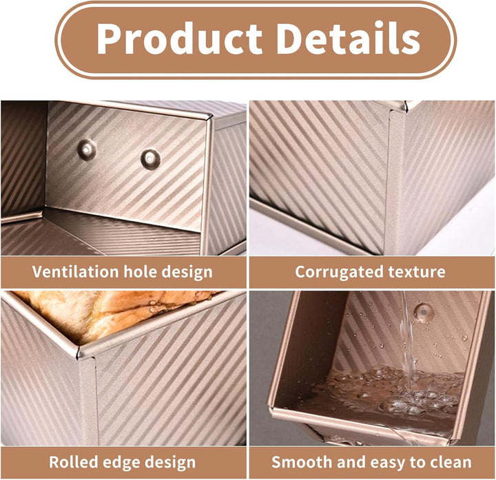 Toastbrot Backform mit Deckel 2er Set 1000g & 450g: Kastenform mit Deckel 32x12x12cm & 20,8x11,8x11c