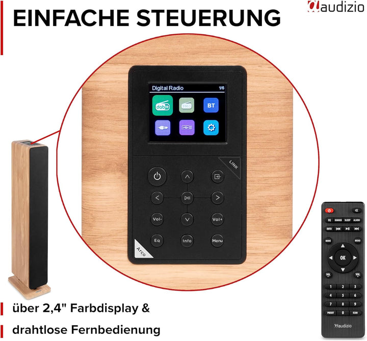 Audizio Arco - Standlautsprecher Aktiv 2er Set, Bluetooth 5.4 & DAB Radio, 320 Watt HiFi Lautspreche
