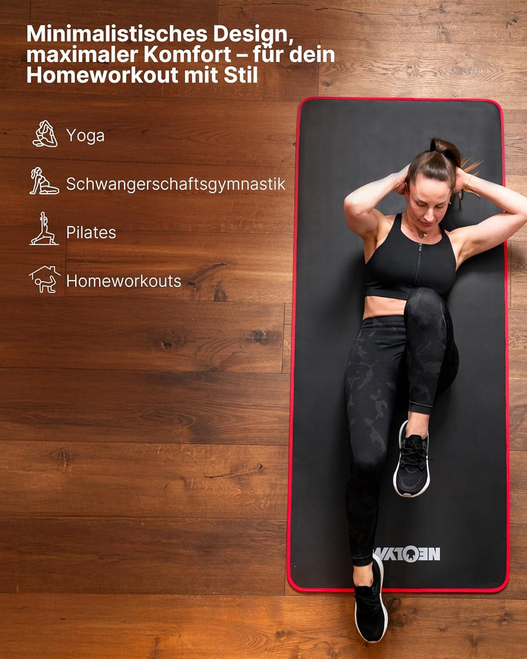 NEOLYMP Fitnessmatte Schwarz – Extra Dicke Fitnessmatte für einen multifunktionalen Einsatz egal Ind