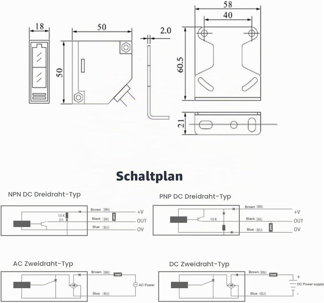 Jadeshay Fotoelektrischer Sensorschalter, Reflektor Lichtschranke E3JK-R4M1 Fotoelektrischer Strahls