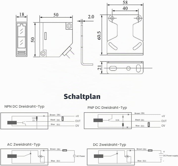 Jadeshay Fotoelektrischer Sensorschalter, Reflektor Lichtschranke E3JK-R4M1 Fotoelektrischer Strahls