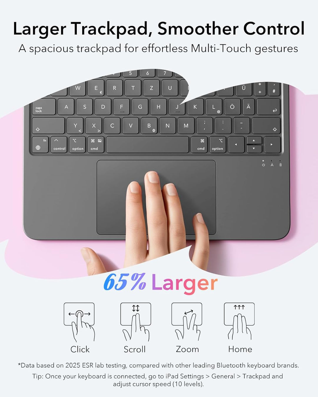 ESR iPad Air 11" (M3/M2) & 5./4. Gen Flex Hülle mit Tastatur, ultraleichte magnetische abnehmbare Ke