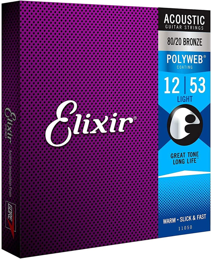 Elixir – Polyweb-Bronzesaiten für Akustikgitarren 11050 Light (12-53) 2er-Set