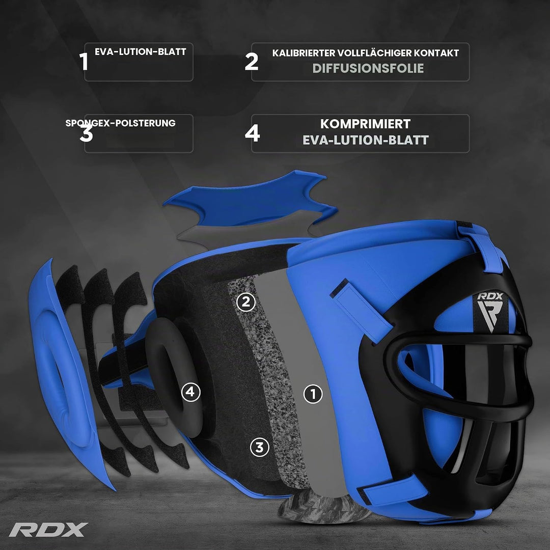 RDX Kopfschutz Boxen Gitter, Maya Hide Leder, MMA Kickboxen Kampfsport Thaiboxen Gesichtsschutz, Box