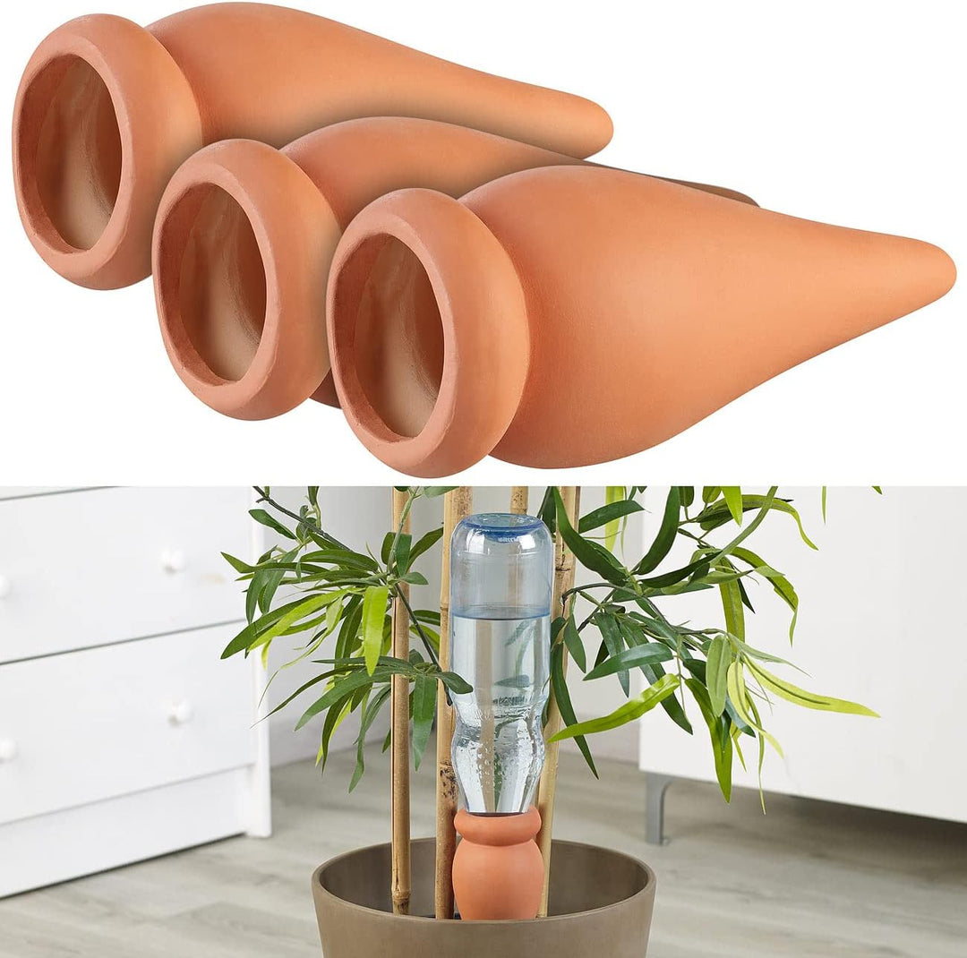 Royal Gardineer Wasserspender Pflanzen: 6er-Set 2in1-Terracotta-Wasserspender für Topfpflanzen (Wass