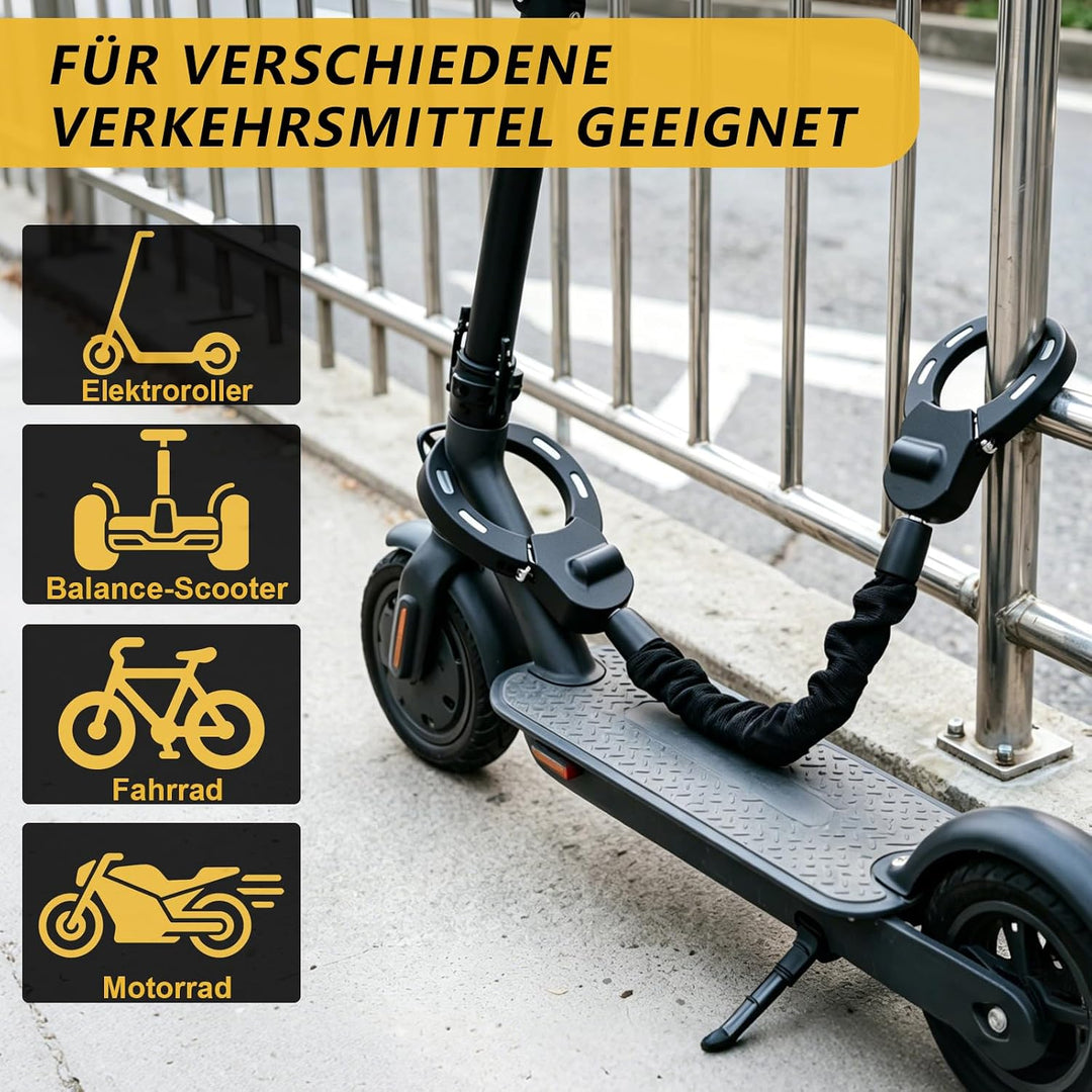 E-Scooter Schloss 8 mm – Hochsicherheits-Kettenschloss, 92 cm, wetterfest für E-Scooter, Fahrrad, E-
