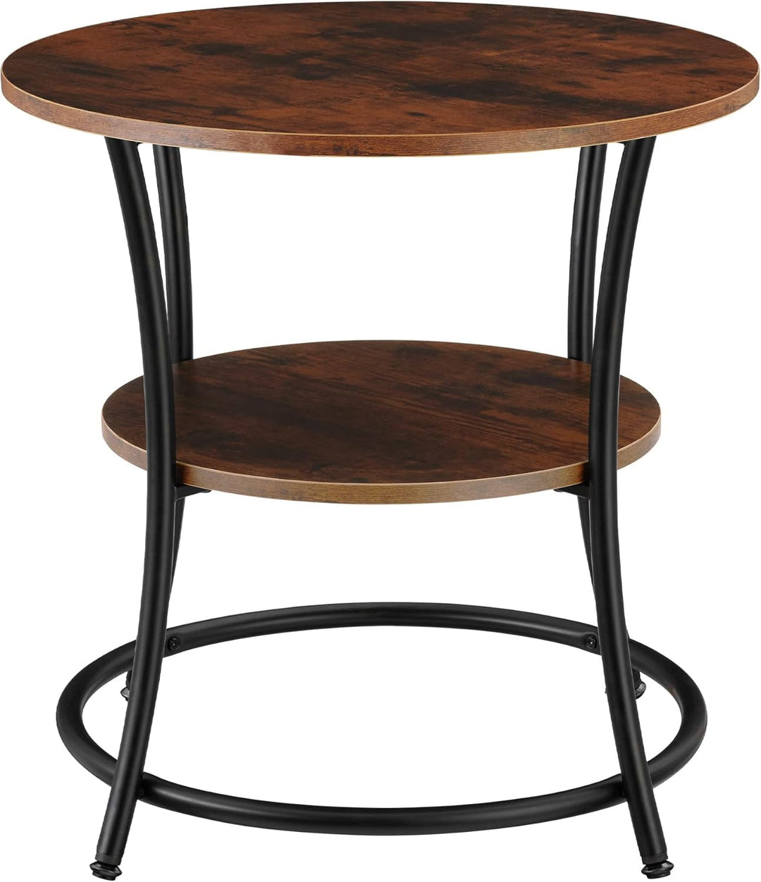 tectake Beistelltisch rund, Couchtisch mit 2 Ablagen, Industrie-Design, Nachttisch aus Holz, Ø55 x 5
