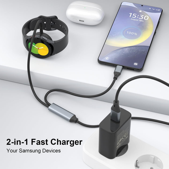 GAMOREK 2 in 1 Charger for Samsung Watch Charger,35W PD Fast Charging Compatible with Galaxy Watch 8
