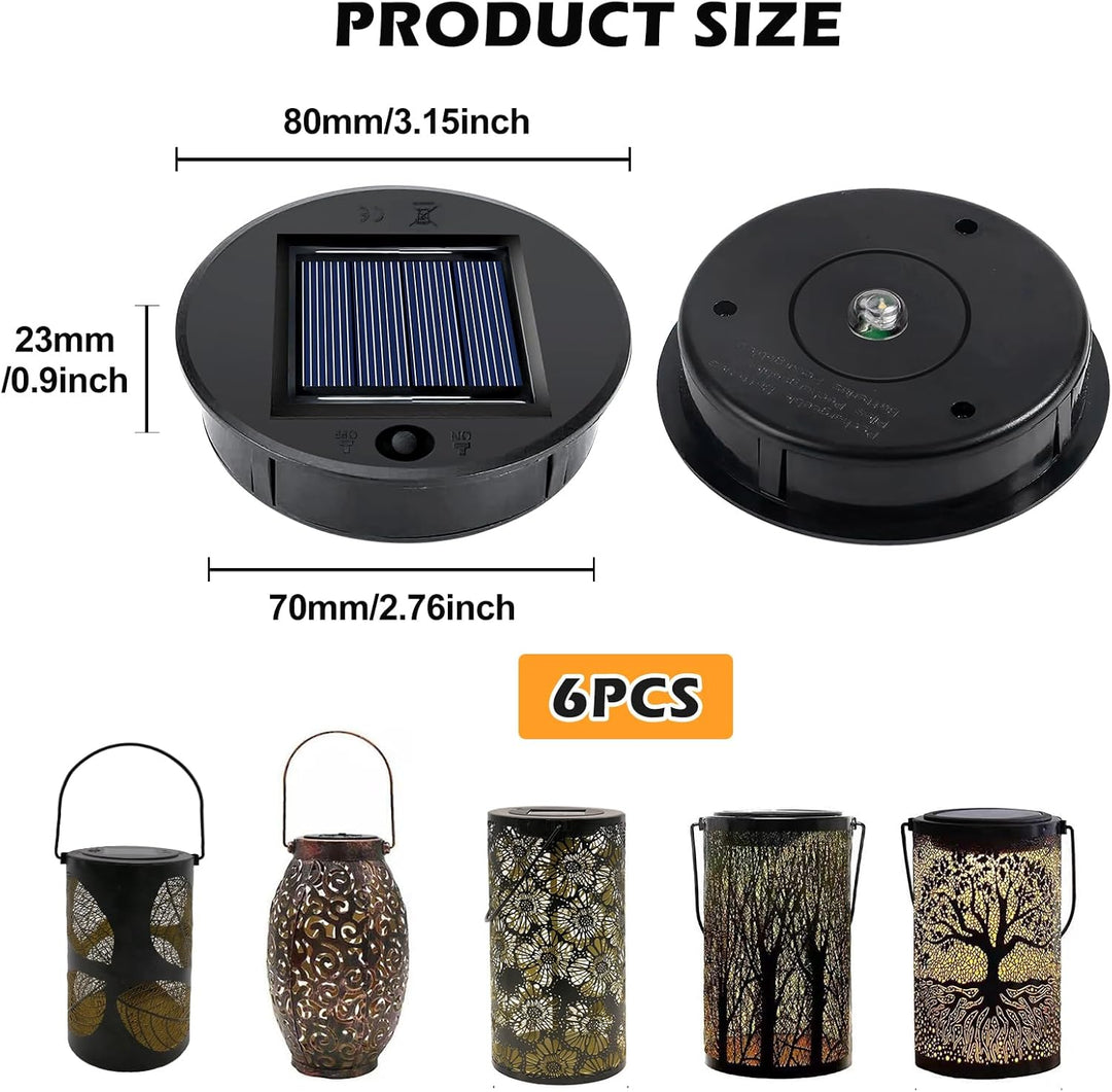 Solarleuchten Ersatzteile 8cm, 6 Stück Solar Ersatzdeckel, Top mit LED, IP65 Wasserdicht LED Solarmo