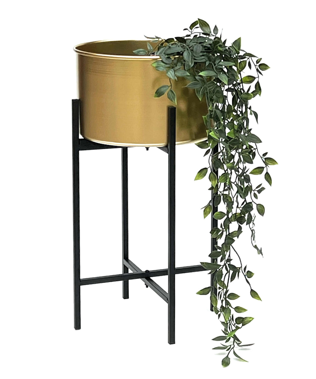DanDiBo Blumenhocker mit Topf Gold Metall Schwarz 50 cm Blumenständer 96527 Pflanzenständer Blumensä