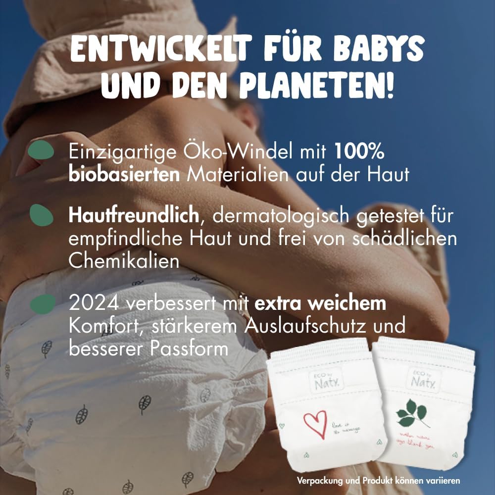Eco by Naty Baby Öko Windeln - umweltfreundliche Premium-Bio Windeln aus pflanzenbasierten Materiali