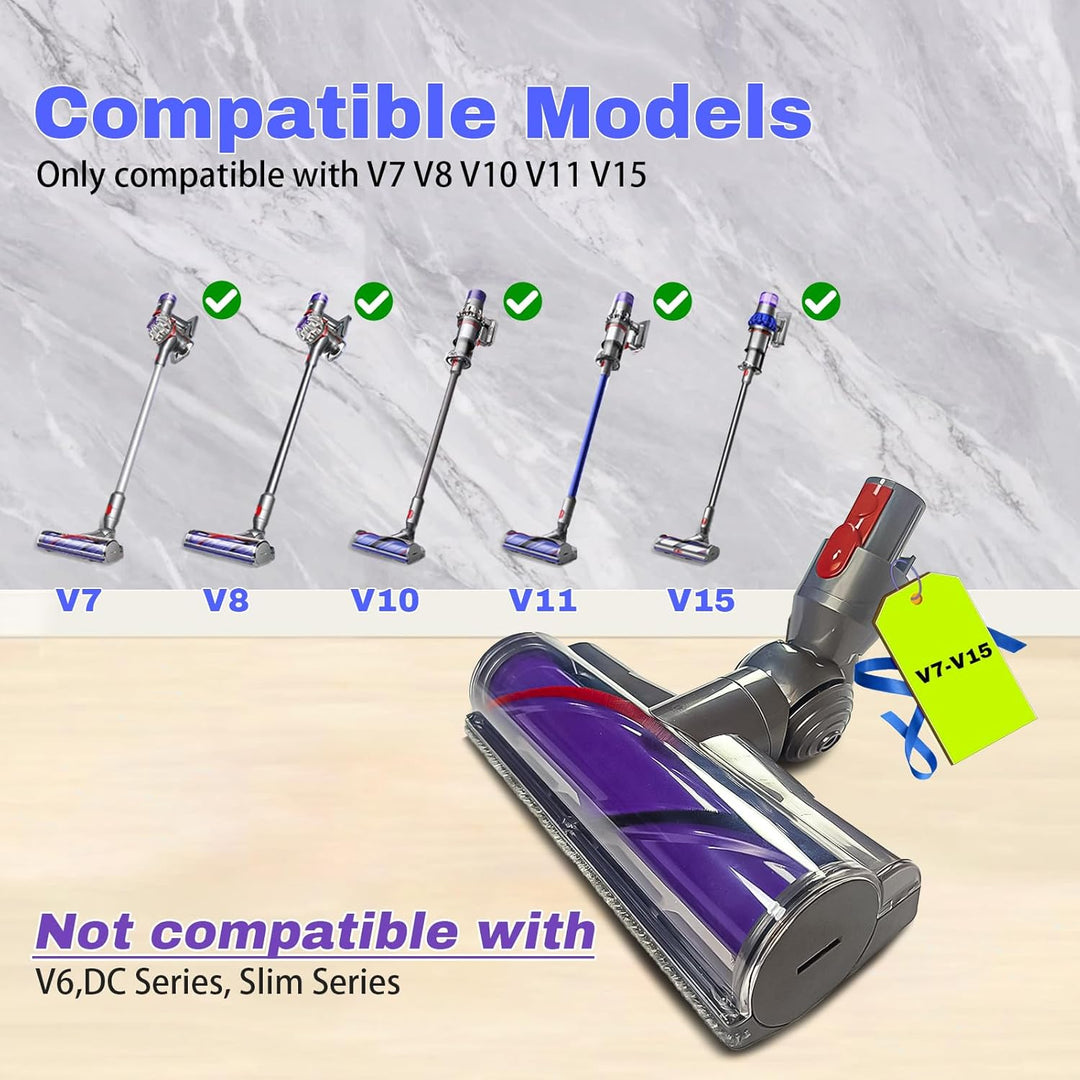 Bürste kompatibel für Dyson V7 V8 V10 V11 V15 Staubsauger, Bodenbürste Ersatzteile Bürstenkopf mit D