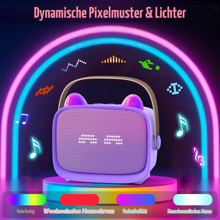 Karaoke Maschine mit 2 Karaoke Mikrofonen Kinder: Mini Karaoke Maschine Geschenk Mädchen mit Mikrofo