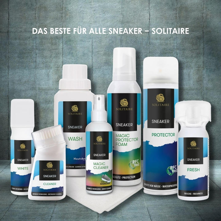 SOLITAIRE Magic Cleaner Reinigungs Set, 2x Magic Cleaner 100 ml + GRATIS Microfasertuch, Sneaker Bür