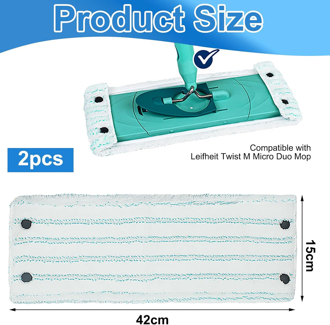 4 Stück Wischmopp Bezug für Leifheit Clean Twist M Micro Duo 33x15cm Bodenwischer Ersatzbezug für al