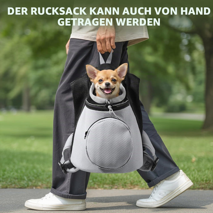 BONTHEE Hundetrage-Rucksack für kleine Hunde & Welpen – atmungsaktiver Frontrucksack mit PE-Boden un