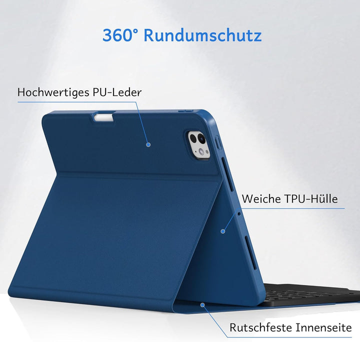 CACOE Hülle Tastatur Kompatibel mit iPad Pro 11 M5/M4 2025/2024 Hülle mit Touchpad, 7-Farbige Beleuc