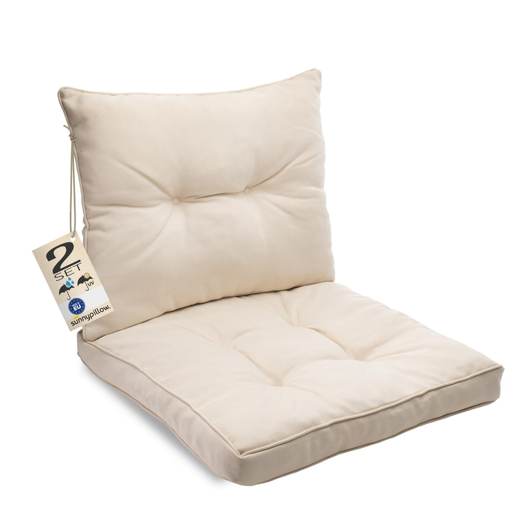sunnypillow Polster für Gartenmöbel - 2er Set : Sitzkissen 60 x 60 cm + Rückenlehne 60 x 40 cm - Gar