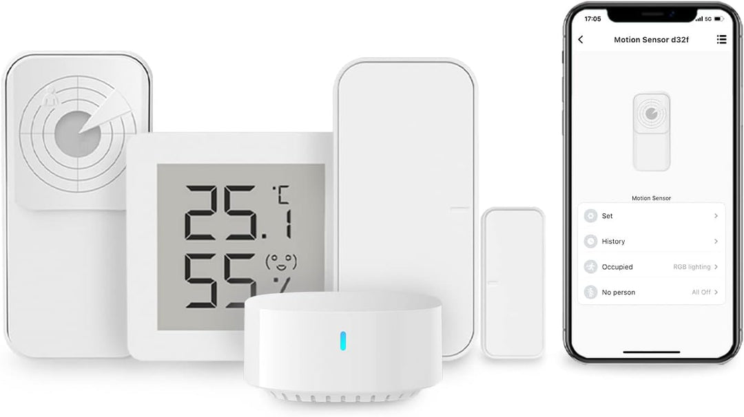 Broadlink Smart Home, Fastcon Sensor-Kit – inklusive Radar-Bewegungssensor, Türsensor, Temperatur- u