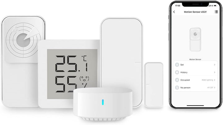 Broadlink Smart Home, Fastcon Sensor-Kit – inklusive Radar-Bewegungssensor, Türsensor, Temperatur- u