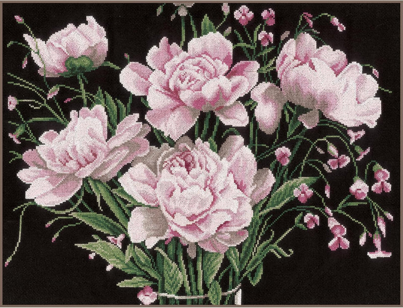 LANARTE PN Zählmusterpackung Rosafarbene Rosen Kreuzstichpackung, Baumwolle, Mehrfarbig, 46 x 37 x 0