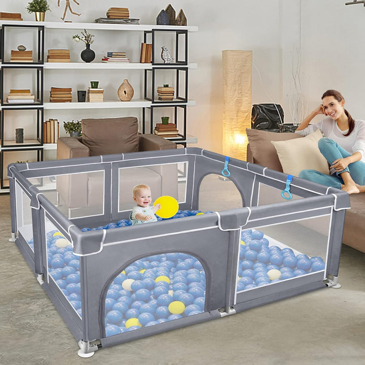 ACXIN Laufstall Baby Laufgitter 180x200x68cm mit Rutschfester Basis und Atmungsaktivem Netz, Stabile