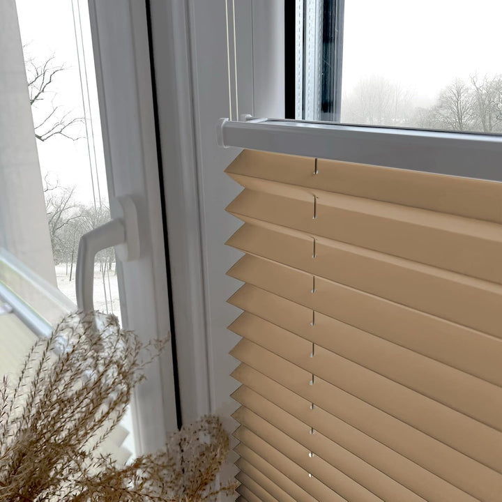 Home-Vision® Premium Plissee Faltrollo ohne Bohren mit Klemmfix (Beige, B60cm x H150cm) Modern Klemm