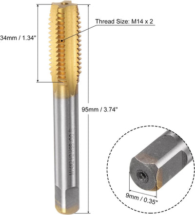 QUARKZMAN Gerade Nutentaps, M14 x 2 Metrisch Linksgewinde, Titanbeschichtet, M35 Cobalt Hochgeschwin