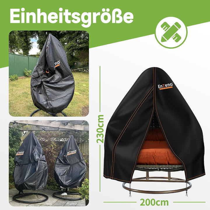 Enzeno Hängesessel Abdeckung Schutzhülle für Hängesessel Wasserdicht mit Reissverschluss 300D Oxford